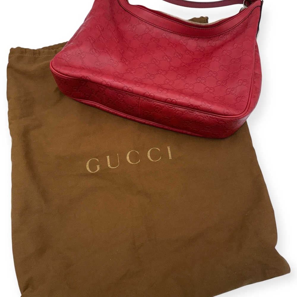 Gucci Guccissima Charmy Hobo Bag Red Leather - Picture 4 of 15